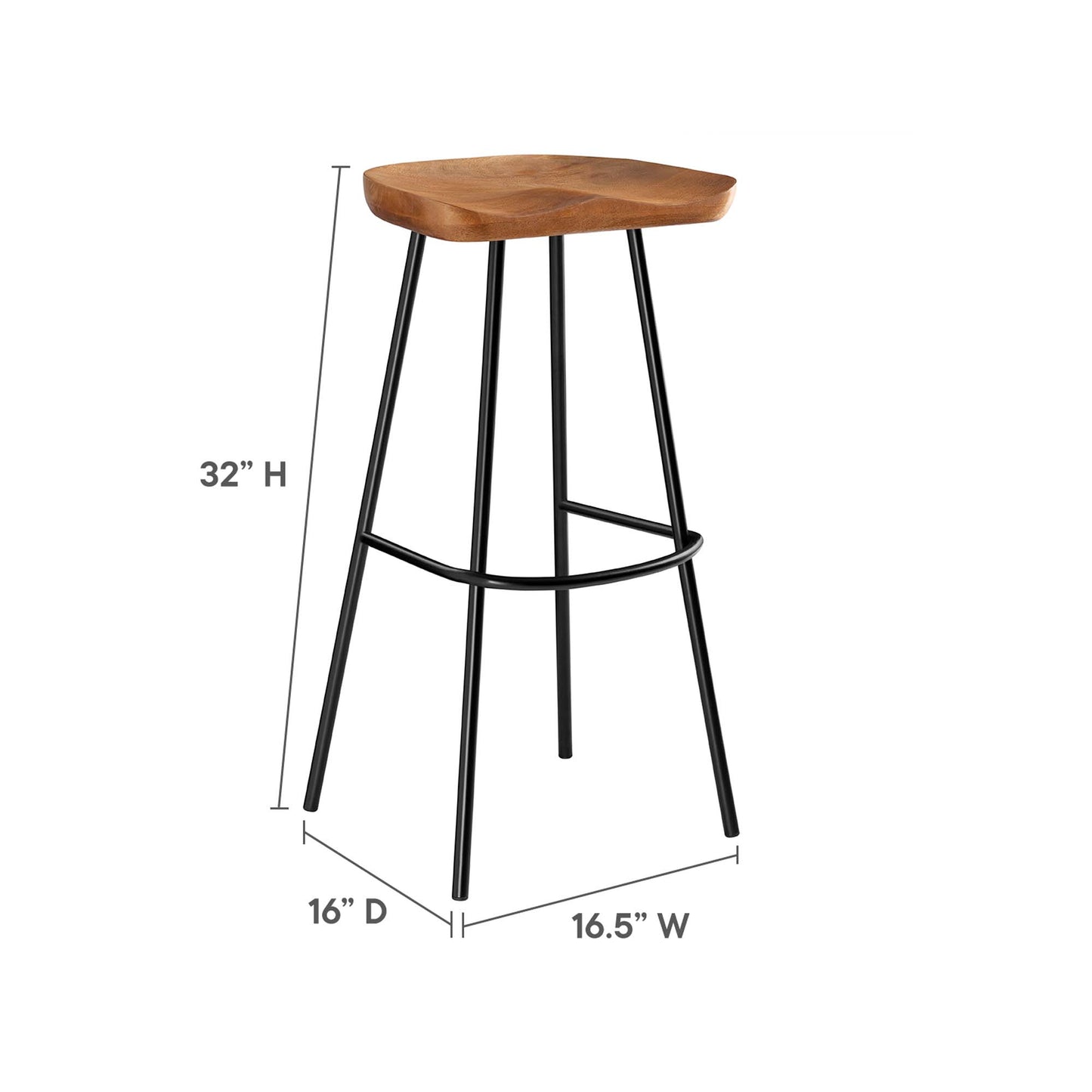 Modway - Concord Backless Wood Bar Stools Set of 2 by Modway  Bar and Dining Bar and Counter Stools Brown - EEI-6742-WAL