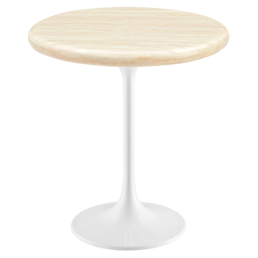 Modway Outlet Lippa 20" Round Faux Travertine Side Table by Modway  Bar and Dining Furniture White Travertine - EEI-6745-WHI-TRA