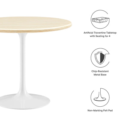 Modway Outlet Lippa 36" Round Faux Travertine Dining Table by Modway  Bar and Dining Furniture White Travertine - EEI-6748-WHI-TRA