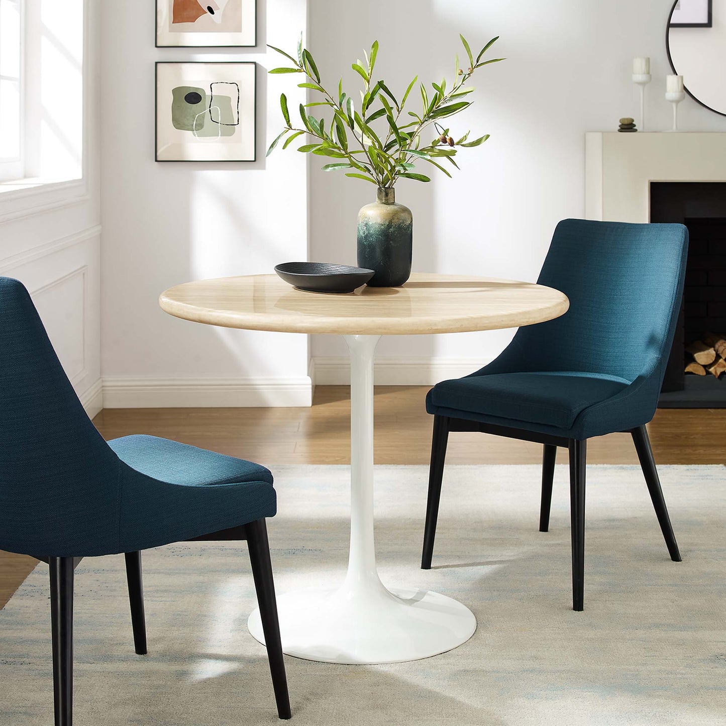 Modway Outlet Lippa 36" Round Faux Travertine Dining Table by Modway  Bar and Dining Furniture White Travertine - EEI-6748-WHI-TRA