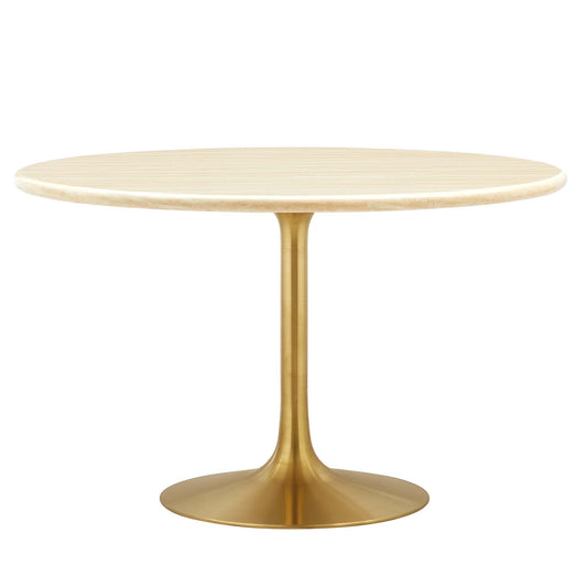Modway Outlet Lippa 48" Round Faux Travertine Dining Table by Modway  Bar and Dining Furniture Gold Travertine - EEI-6756-GLD-TRA