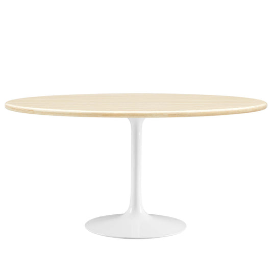 Modway - Lippa 60? Oval Faux Travertine Dining Table by Modway  Bar and Dining Bar and Dining Tables Brown - EEI-6757-WHI-TRA