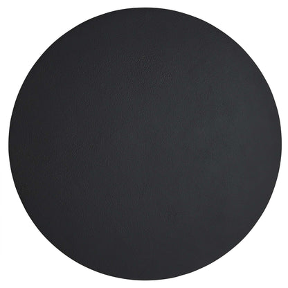 Round black concrete coffee table with matte finish.
