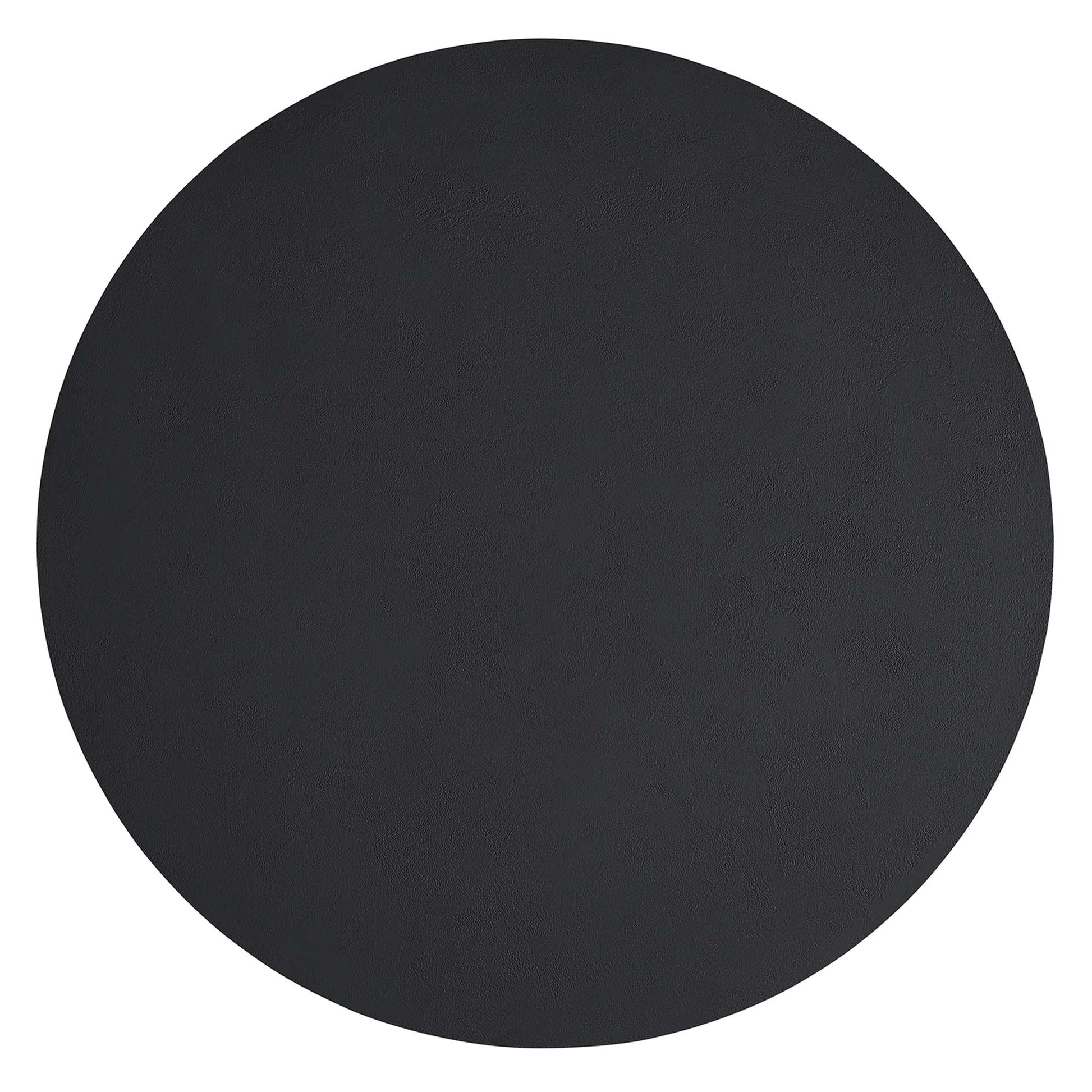 Round black concrete dining table, 40" diameter, matte finish.