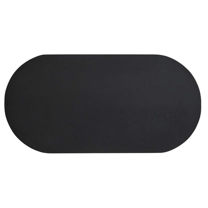 Black 72-inch oval concrete dining table.