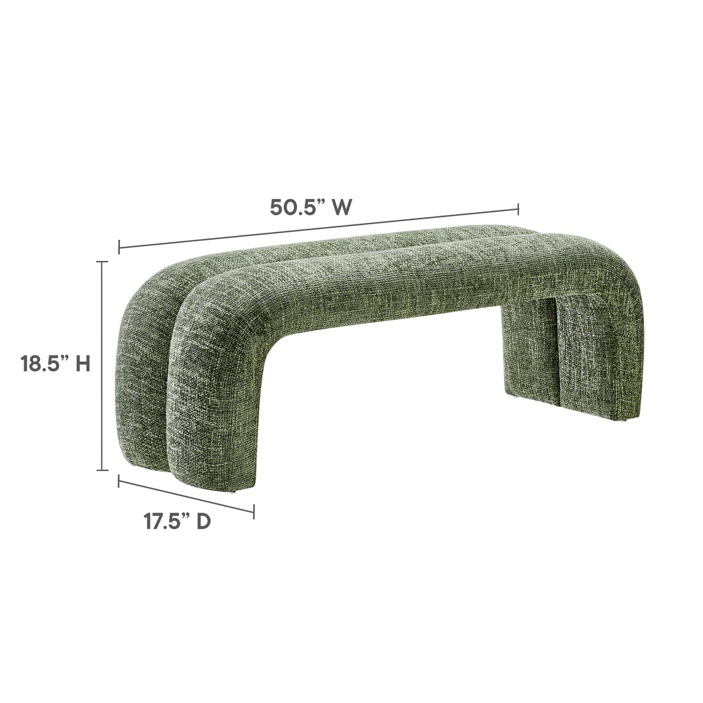 Modway - Dax 50.5" Chenille Upholstered Accent Bench by Modway  Living Room Benches and Stools Green - EEI-6769-BAS