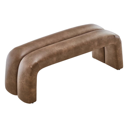 Modway - Dax 50.5" Vegan Leather Upholstered Accent Bench by Modway  Living Room Benches and Stools Brown - EEI-6770-BRN