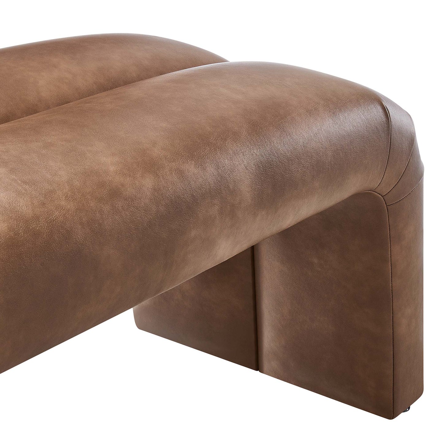 Modway - Dax 50.5" Vegan Leather Upholstered Accent Bench by Modway  Living Room Benches and Stools Brown - EEI-6770-BRN