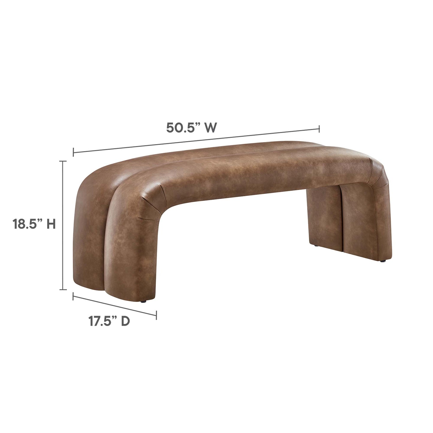 Modway - Dax 50.5" Vegan Leather Upholstered Accent Bench by Modway  Living Room Benches and Stools Brown - EEI-6770-BRN