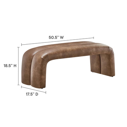 Modway - Dax 50.5" Vegan Leather Upholstered Accent Bench by Modway  Living Room Benches and Stools Brown - EEI-6770-BRN