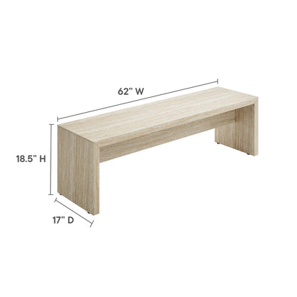 Modway Outlet Mirella 62" Faux Travertine Long Bench by Modway  Living Room Furniture Travertine - EEI-6773-TRA