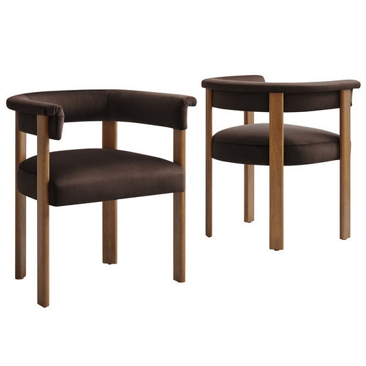 Modway - Imogen Performance Velvet Barrel Dining Chairs Set of 2 by Modway  Bar and Dining Dining Chairs Brown - EEI-6775-CHB-DBR