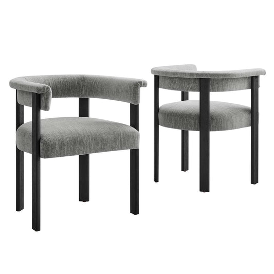 Modway - Imogen  Fabric Upholstered Barrel Dining Chairs Set of 2 by Modway  Bar and Dining Dining Chairs Gray - EEI-6776-HEG-BLK
