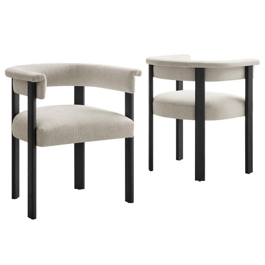 Modway - Imogen  Fabric Upholstered Barrel Dining Chairs Set of 2 by Modway  Bar and Dining Dining Chairs White - EEI-6776-HEI-BLK