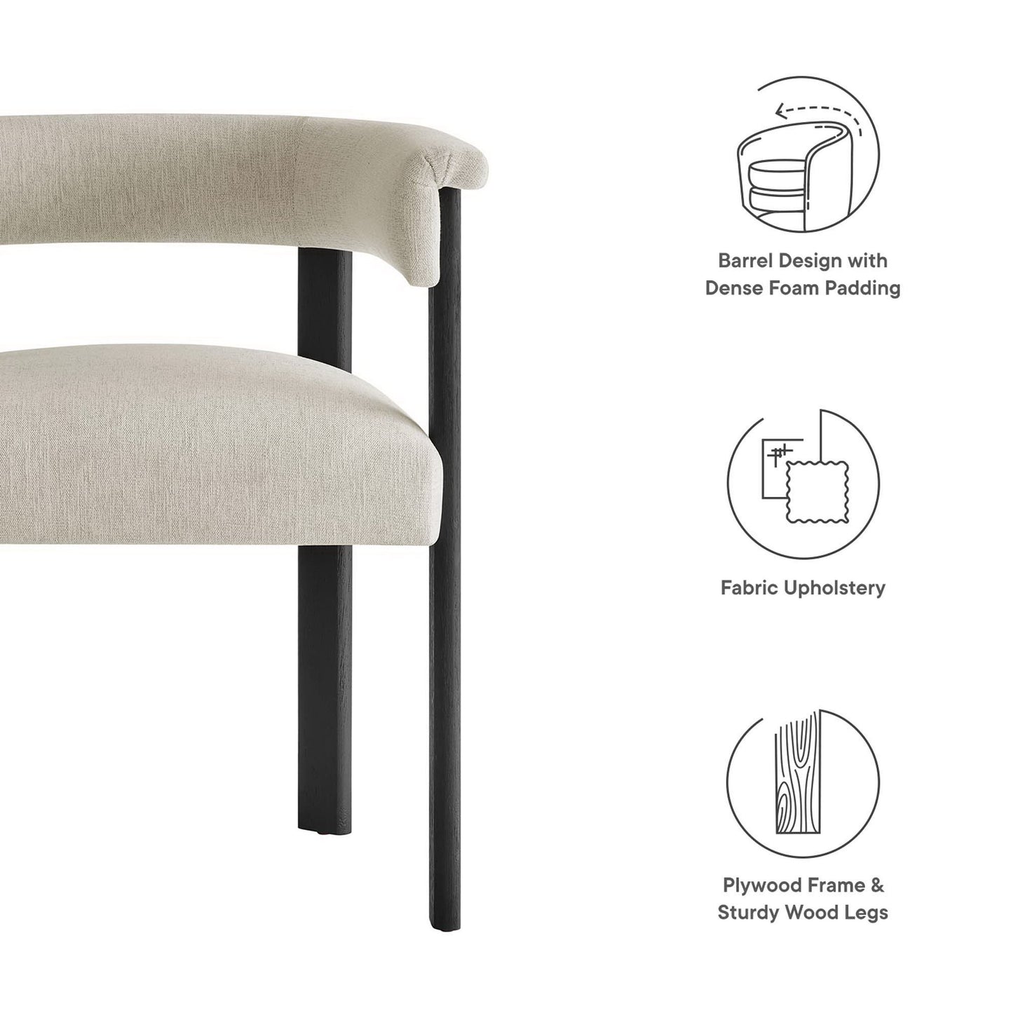 Modway - Imogen  Fabric Upholstered Barrel Dining Chairs Set of 2 by Modway  Bar and Dining Dining Chairs White - EEI-6776-HEI-BLK