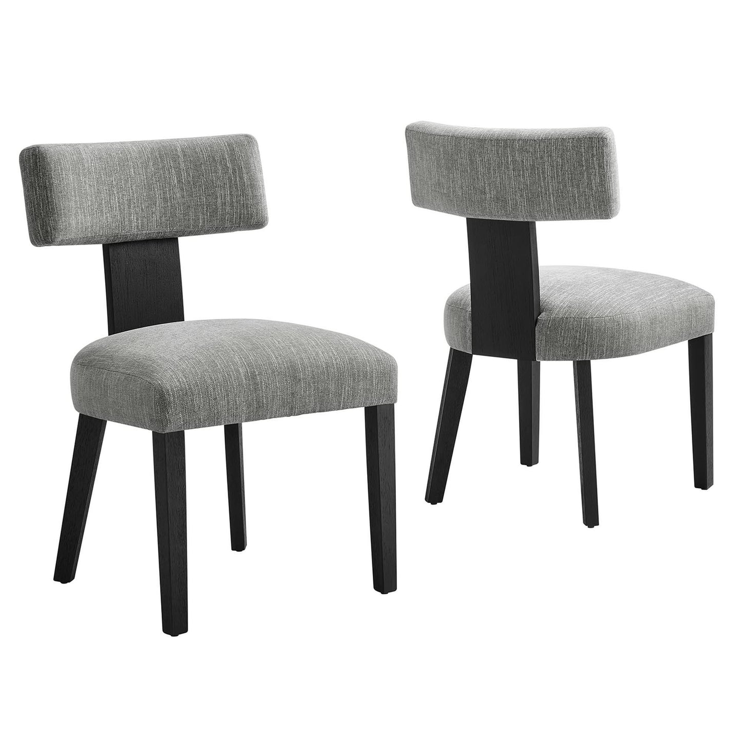 Modway - Nalani Fabric Upholstered Dining Chairs Set of 2 by Modway  Bar and Dining Dining Chairs Gray - EEI-6777-HEG-BLK