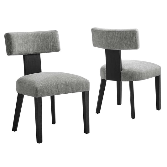 Modway - Nalani Fabric Upholstered Dining Chairs Set of 2 by Modway  Bar and Dining Dining Chairs Gray - EEI-6777-HEG-BLK