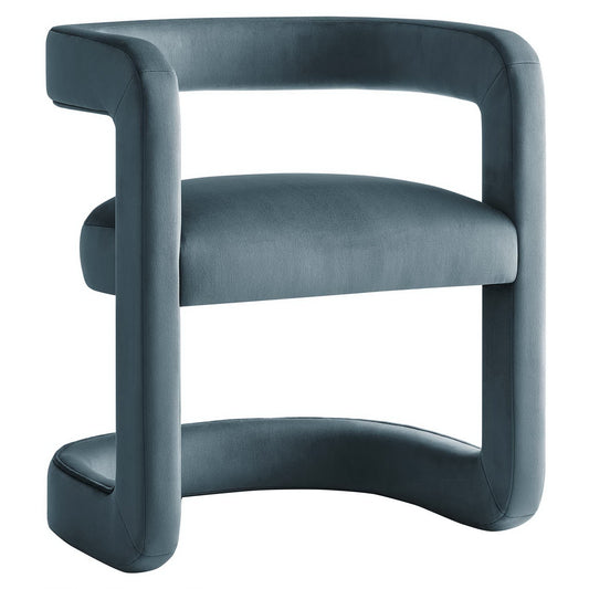 Modway - Winslow Performance Velvet Barrel Accent Chair by Modway  Living Room Sofas and Armchairs Blue - EEI-6778-CAB