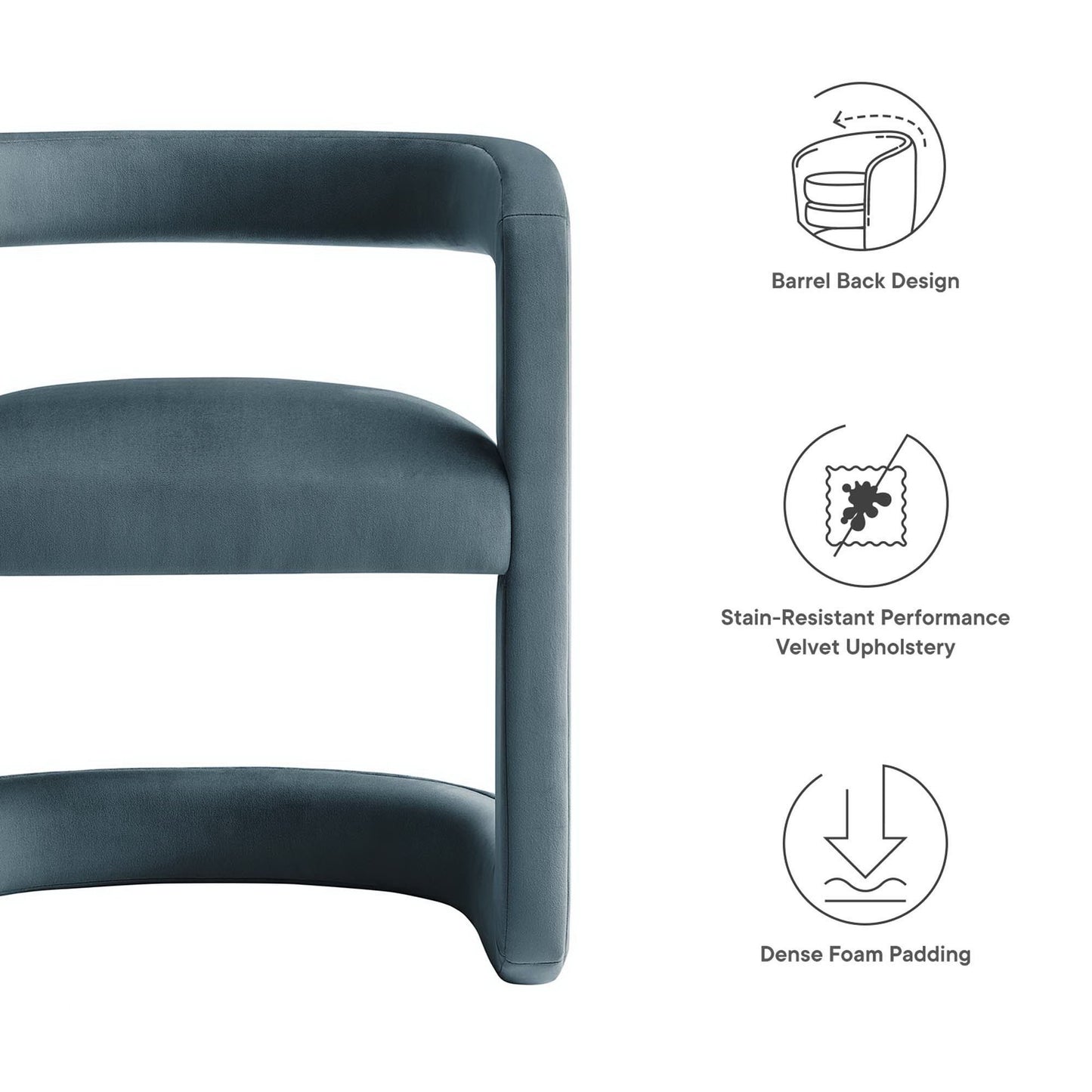 Modway - Winslow Barrel Performance Velvet Dining Chair  by Modway  Bar and Dining Dining Chairs Blue - EEI-7052-CAB