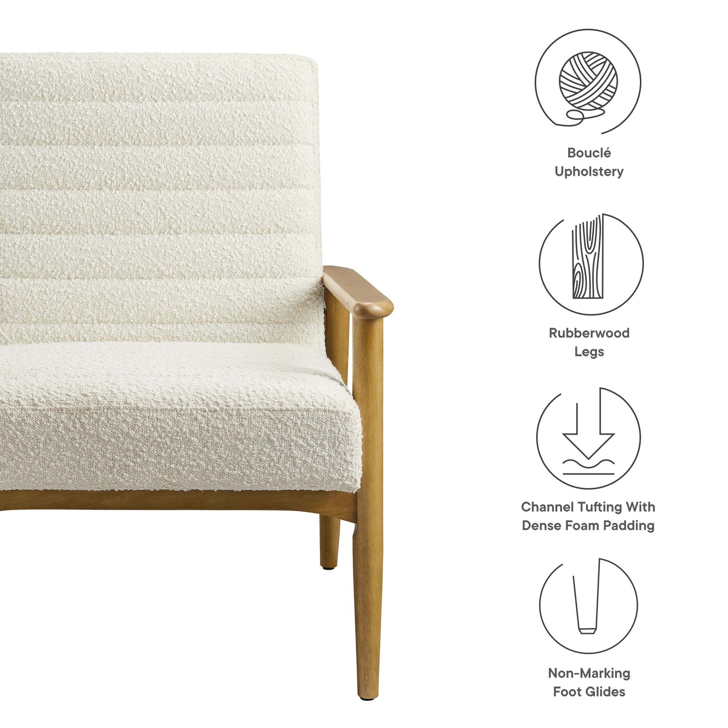Modway - Jensen Boucle Fabric Accent Chair by Modway  Living Room Sofas and Armchairs White - EEI-6780-FRO-IVO