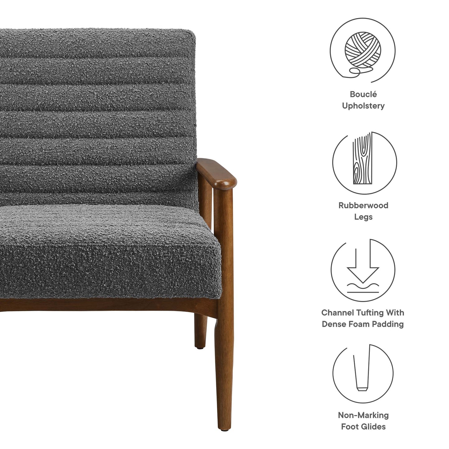 Modway - Jensen Boucle Fabric Accent Chair by Modway  Living Room Sofas and Armchairs Black - EEI-6780-WAL-CHA