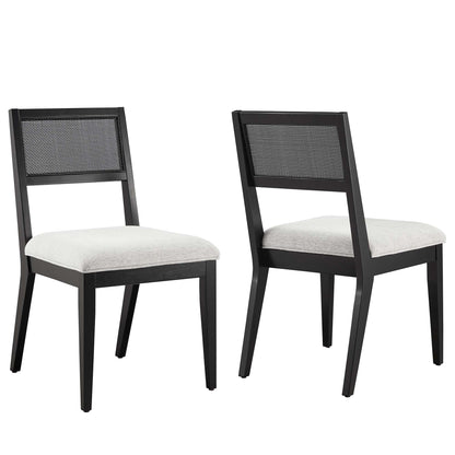 Modway - Nimba Faux Rattan Fabric Dining Chairs Set of 2 by Modway  Bar and Dining Dining Chairs Gray - EEI-6781-BLK-HLG