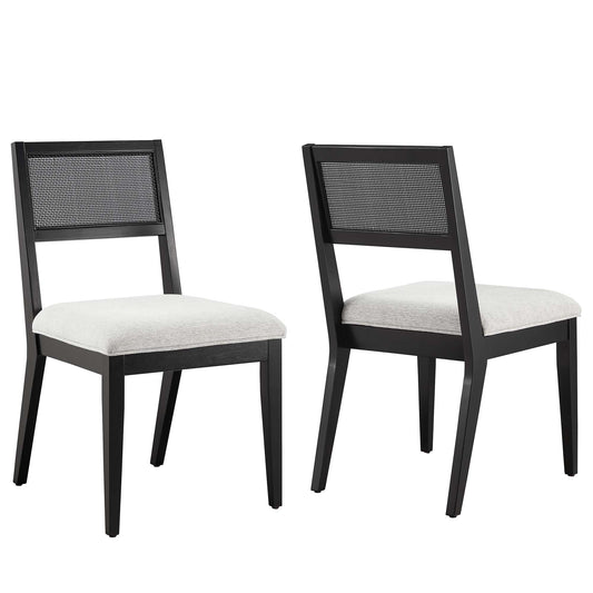 Modway - Nimba Faux Rattan Fabric Dining Chairs Set of 2 by Modway  Bar and Dining Dining Chairs Gray - EEI-6781-BLK-HLG