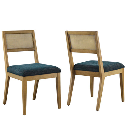 Modway - Nimba Faux Rattan Fabric Dining Chairs Set of 2 by Modway  Bar and Dining Dining Chairs Blue - EEI-6781-FRO-HEA