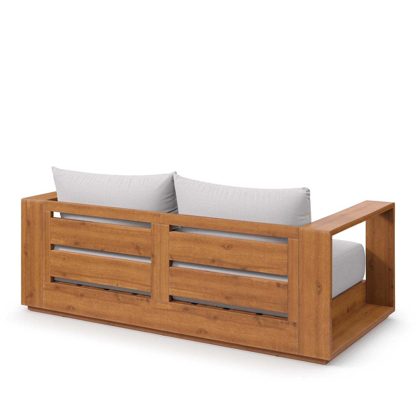 Modway - Tahoe Acacia Wood Outdoor Patio Acacia Wood Loveseat by Modway  Outdoor Furniture Sofa Sectionals Gray - EEI-6783-NAT-LGR