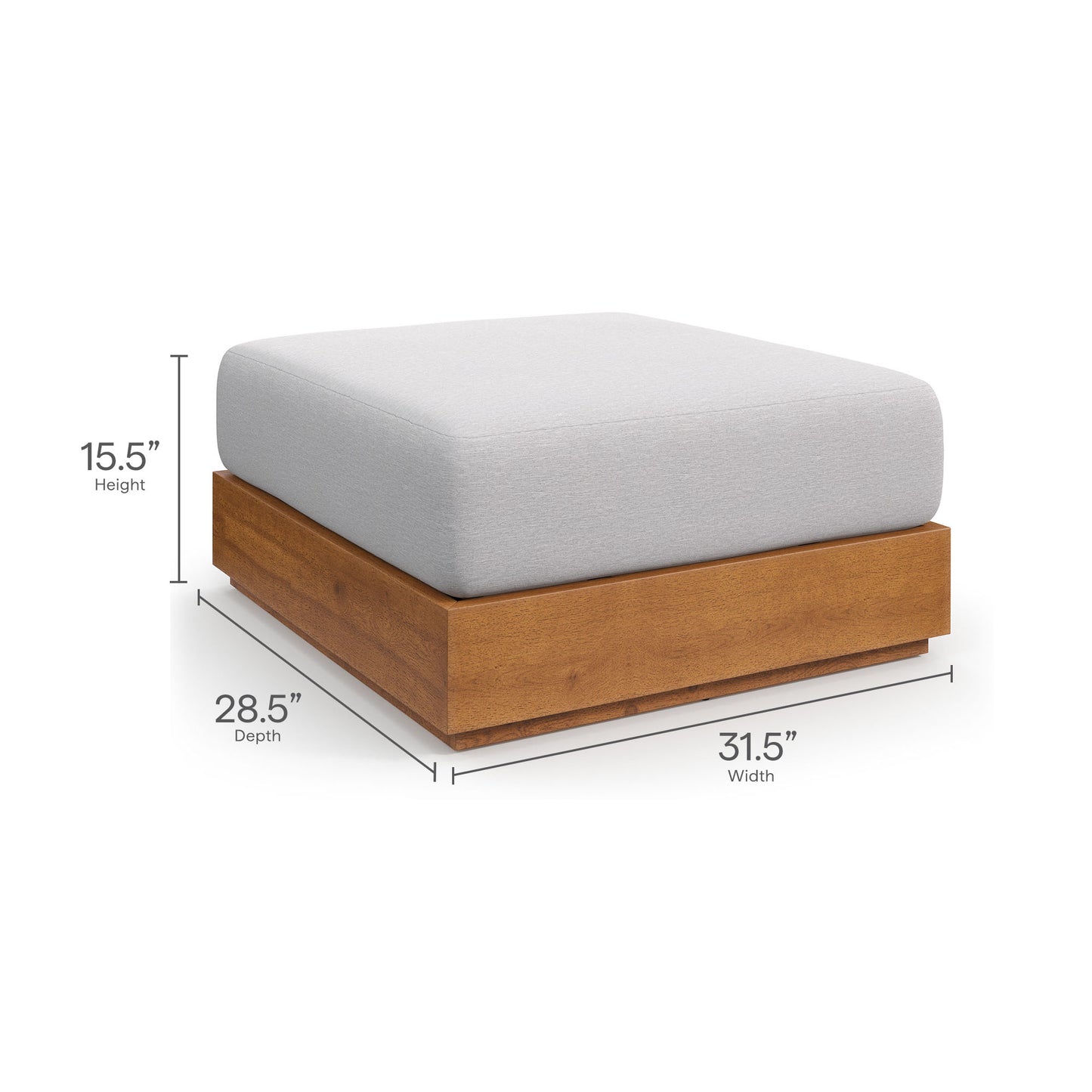 Modway - Tahoe Outdoor Patio Acacia Wood Ottoman by Modway  Outdoor Furniture Sofa Sectionals Gray - EEI-6785-NAT-LGR