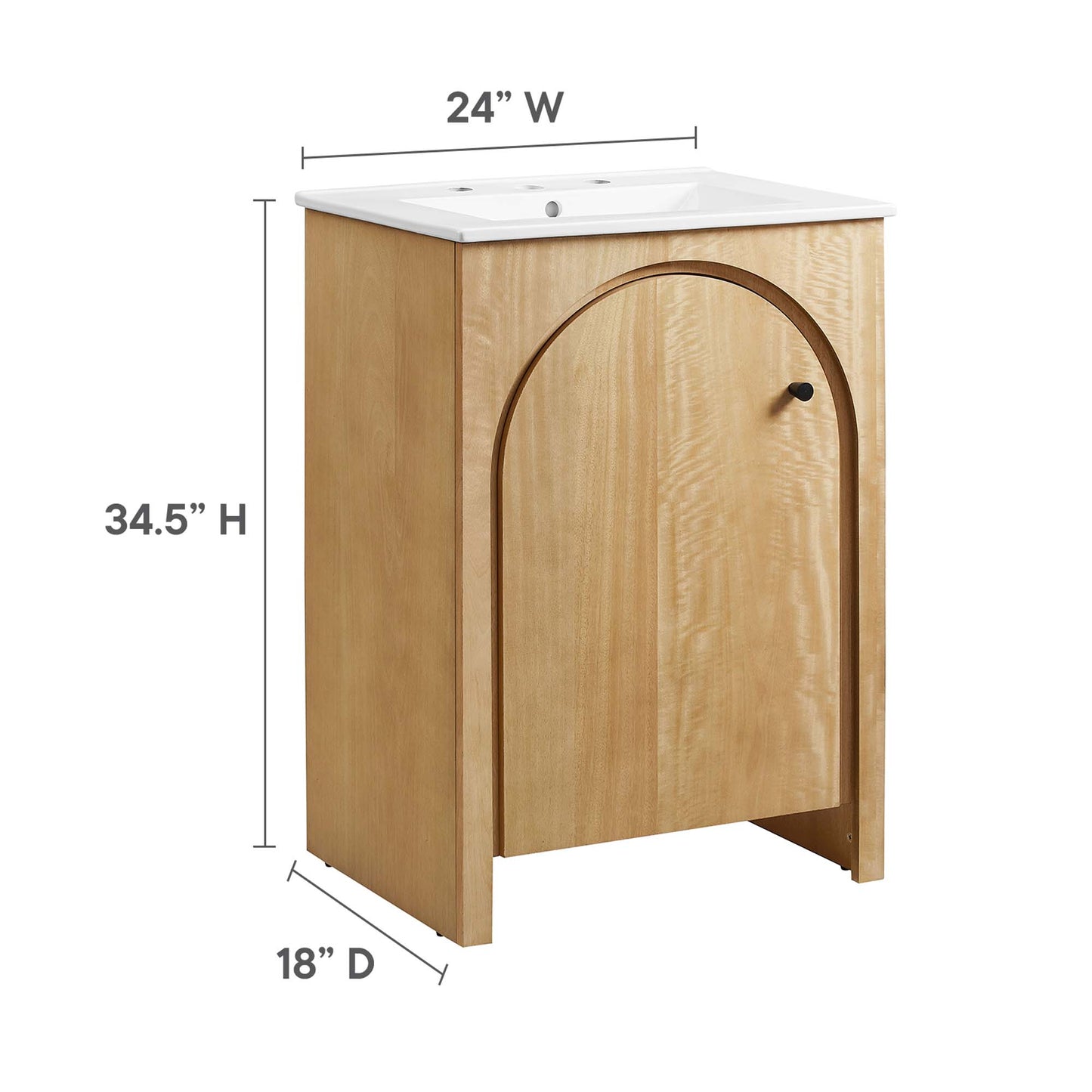 Modway - Appia 24" Bathroom Vanity by Modway  Bathroom Vanities Brown - EEI-6788-OAK-WHI