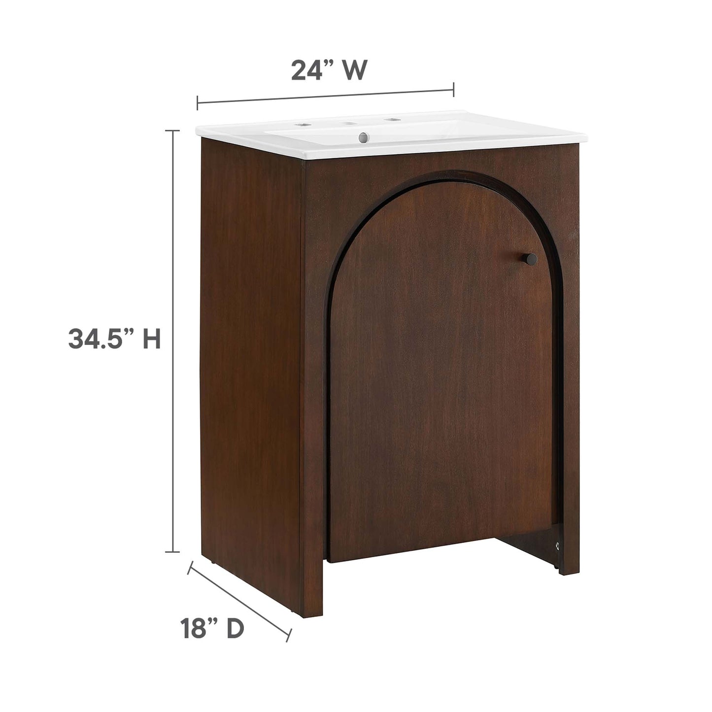 Modway - Appia 24" Bathroom Vanity by Modway  Bathroom Vanities Brown - EEI-6788-WAL-WHI