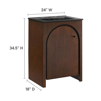 Modway - Appia 24" Bathroom Vanity by Modway  Bathroom Vanities Brown - EEI-6789-WAL-BLK