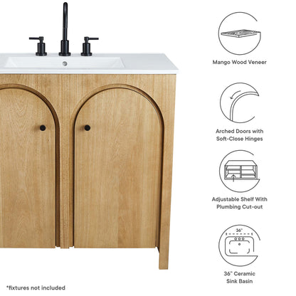 Modway - Appia 36" Bathroom Vanity by Modway  Bathroom Vanities Brown - EEI-6790-OAK-WHI