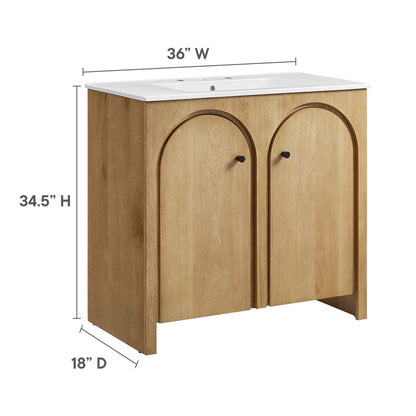 Modway - Appia 36" Bathroom Vanity by Modway  Bathroom Vanities Brown - EEI-6790-OAK-WHI