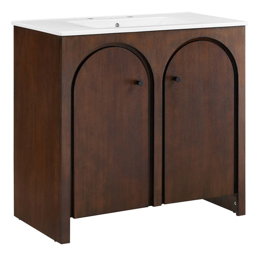 Modway - Appia 36" Bathroom Vanity by Modway  Bathroom Vanities Brown - EEI-6790-WAL-WHI