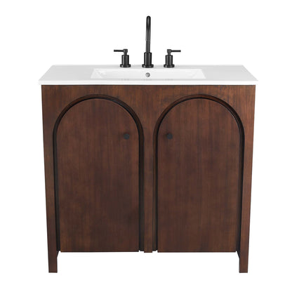 Modway - Appia 36" Bathroom Vanity by Modway  Bathroom Vanities Brown - EEI-6790-WAL-WHI
