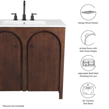 Modway - Appia 36" Bathroom Vanity by Modway  Bathroom Vanities Brown - EEI-6790-WAL-WHI