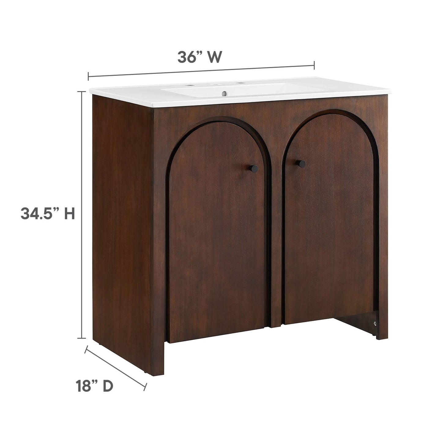 Modway - Appia 36" Bathroom Vanity by Modway  Bathroom Vanities Brown - EEI-6790-WAL-WHI