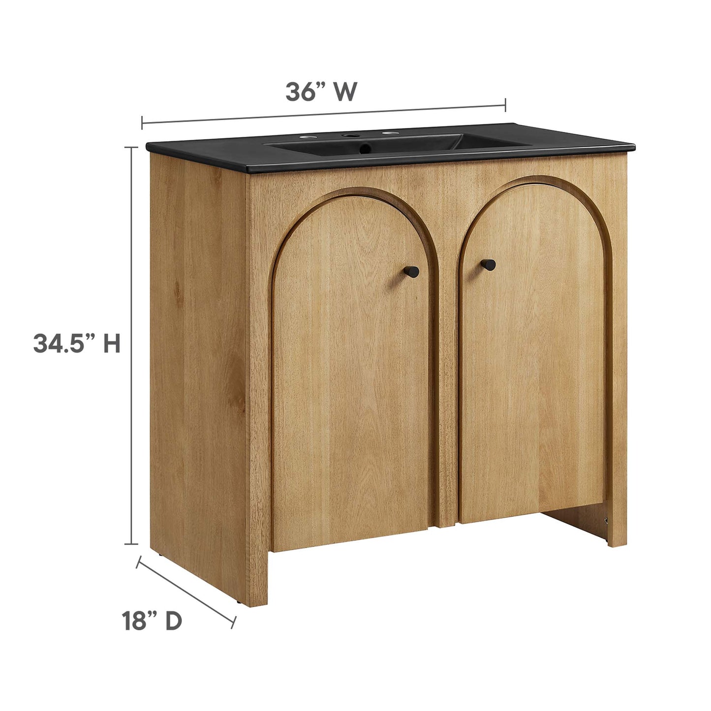 Modway - Appia 36" Bathroom Vanity by Modway  Bathroom Vanities Brown - EEI-6791-OAK-BLK