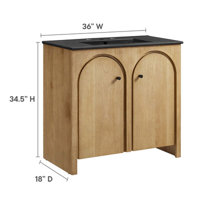 Modway - Appia 36" Bathroom Vanity by Modway  Bathroom Vanities Brown - EEI-6791-OAK-BLK