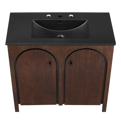 Modway - Appia 36" Bathroom Vanity by Modway  Bathroom Vanities Brown - EEI-6791-WAL-BLK