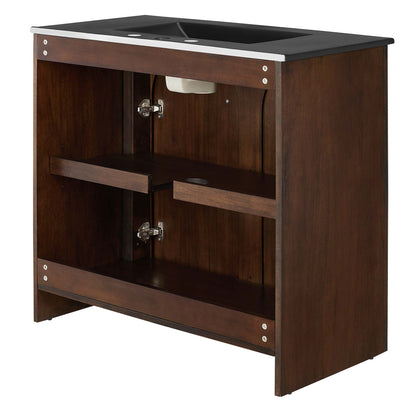 Modway - Appia 36" Bathroom Vanity by Modway  Bathroom Vanities Brown - EEI-6791-WAL-BLK