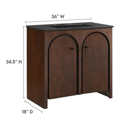 Modway - Appia 36" Bathroom Vanity by Modway  Bathroom Vanities Brown - EEI-6791-WAL-BLK
