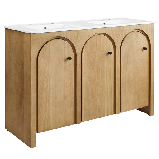 Modway - Appia 48" Double Sink Bathroom Vanity by Modway  Bathroom Vanities Brown - EEI-6792-OAK-WHI