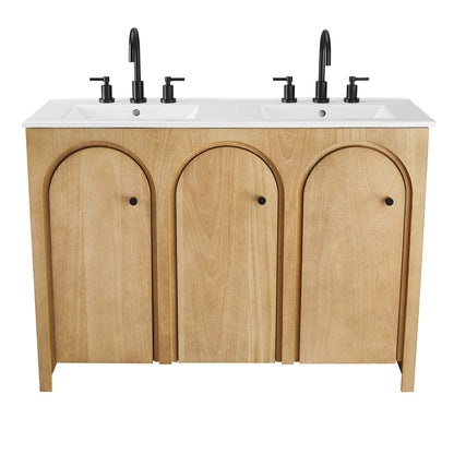 Modway - Appia 48" Double Sink Bathroom Vanity by Modway  Bathroom Vanities Brown - EEI-6792-OAK-WHI