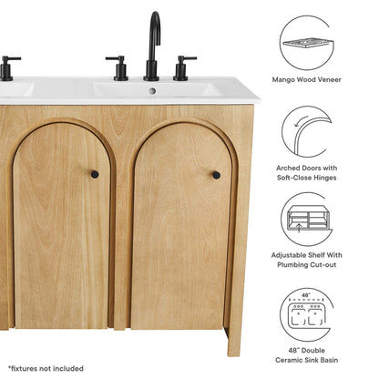 Modway - Appia 48" Double Sink Bathroom Vanity by Modway  Bathroom Vanities Brown - EEI-6792-OAK-WHI