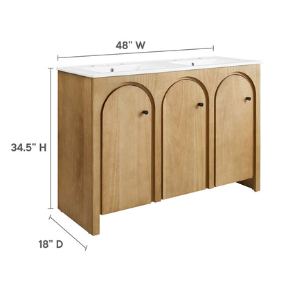 Modway - Appia 48" Double Sink Bathroom Vanity by Modway  Bathroom Vanities Brown - EEI-6792-OAK-WHI