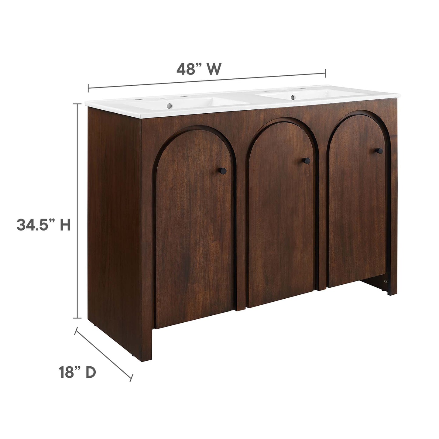 Modway - Appia 48" Double Sink Bathroom Vanity by Modway  Bathroom Vanities Brown - EEI-6792-WAL-WHI