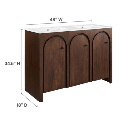Modway - Appia 48" Double Sink Bathroom Vanity by Modway  Bathroom Vanities Brown - EEI-6792-WAL-WHI